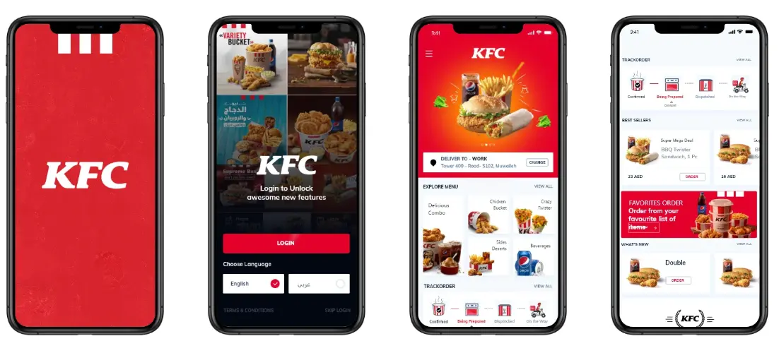 KFC food delivery app